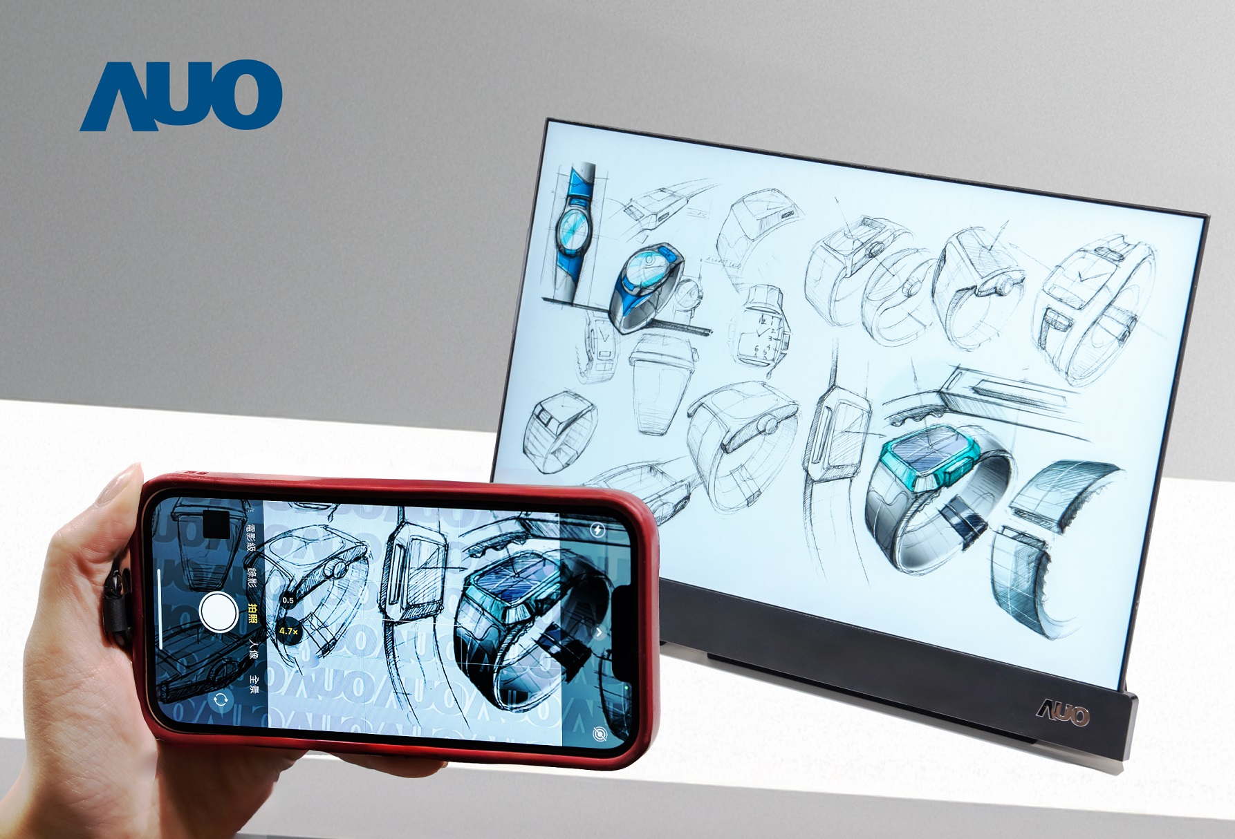 jinnian金年会16吋防窥显示器，采用人眼无法察觉、相机拍摄时才显现的隐藏式水印技术，未来可结合AI镜头侦测周围环境，实时开启或关闭水印，大幅提升在公共场域使用显示器的安全性