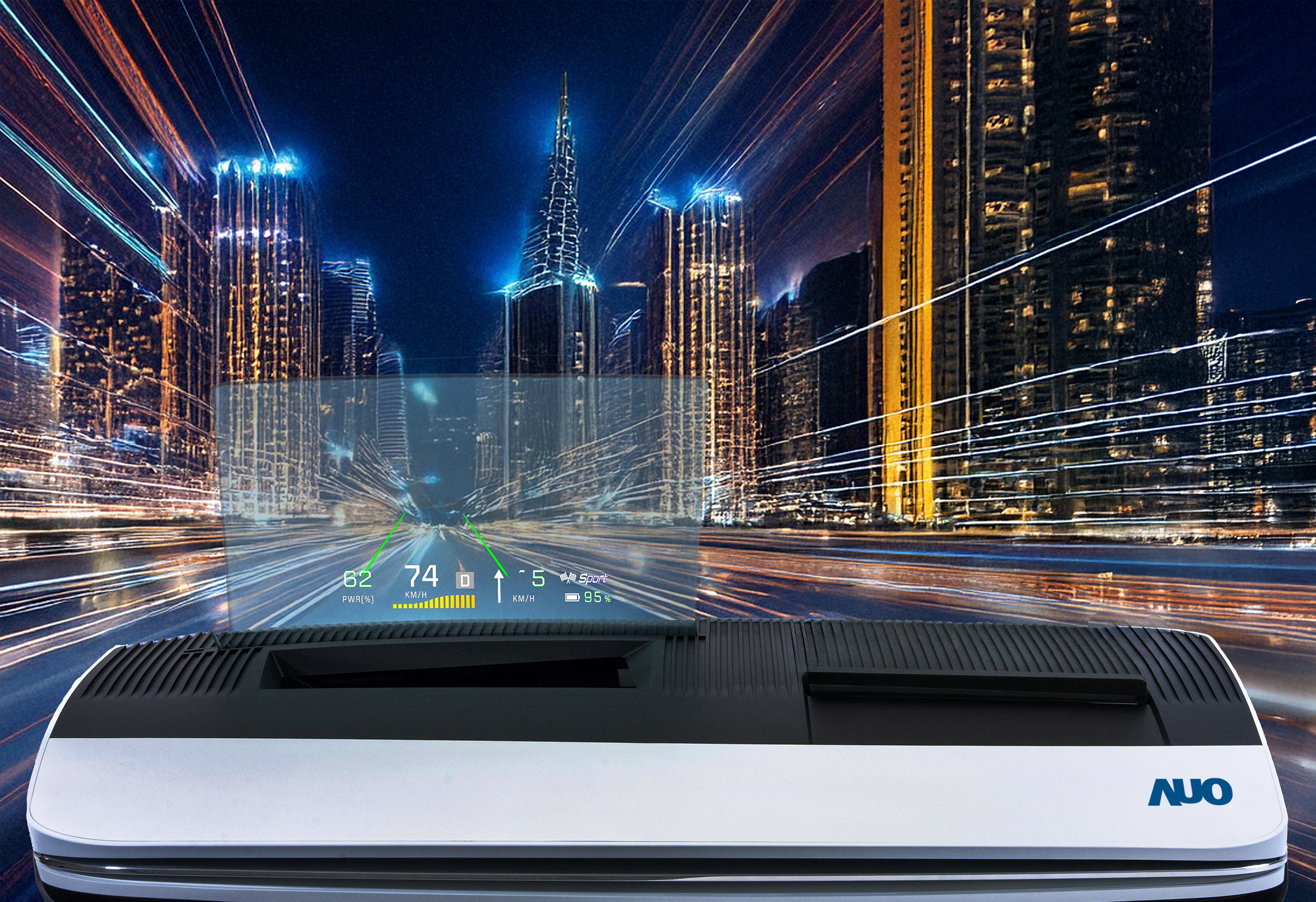 jinnian金年会推出13吋Micro LED抬头显示器，提供高入眼亮度、高色彩饱和度的显示质量，在阳光下或黑暗中都清晰可见，并利用Micro LED模块体积小的优势，解决车用空间有限的痛点